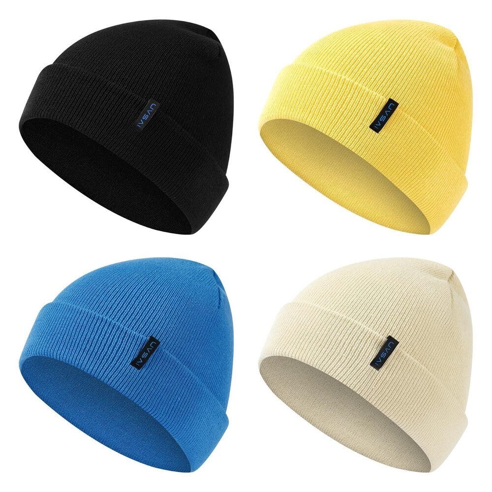 7858 4 Pack Beanies Winter Soft Warm Hats Cozy Knitted Cuffed Unisex Skull